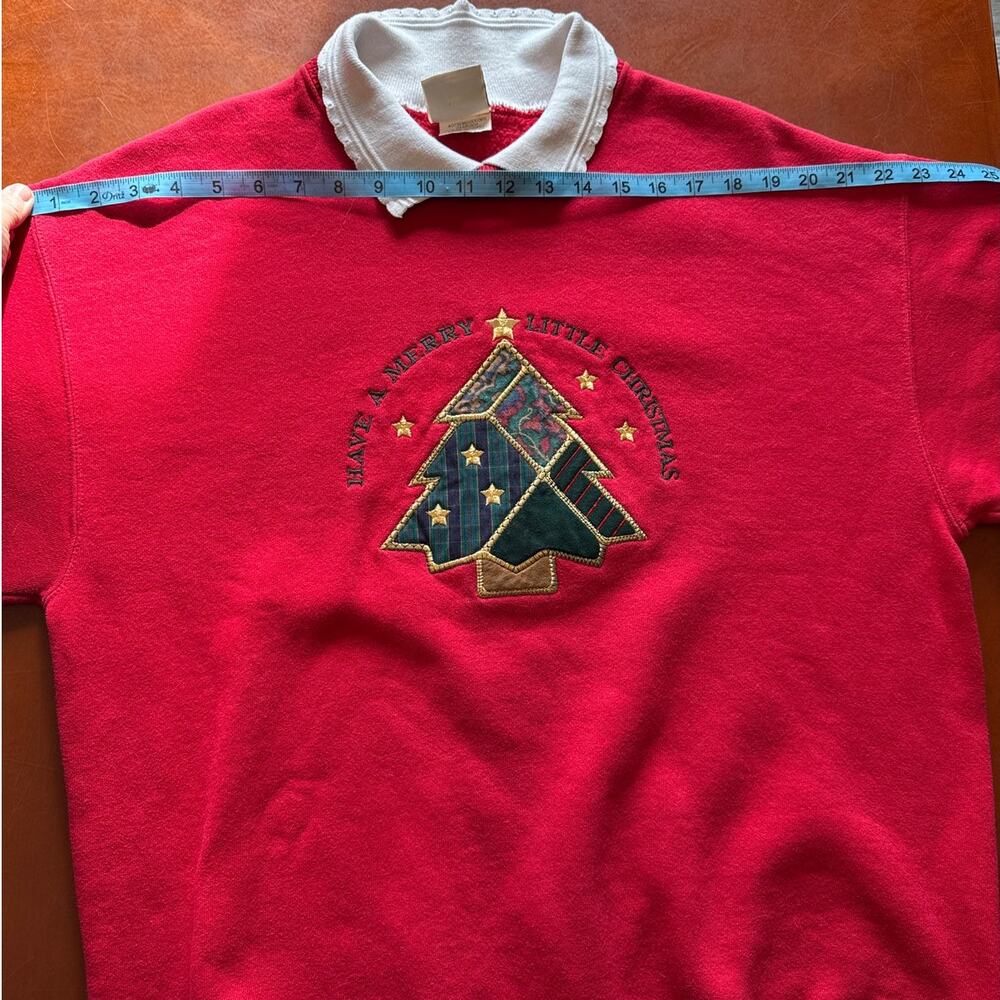 Vintage Oarsman Red Christmas Sweatshirt L Embroidered Holiday Sweater - Picture 5 of 8